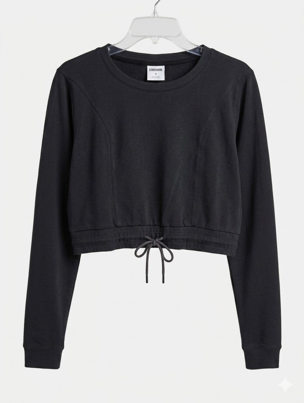Gymshark Black Cropped Drawstring Sweatshirt Pullover Women's Size M